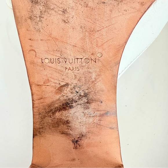 Louis Vuitton Isola LV Logo Mule Sandals White Leather Block Heel Slides EU 38.5 - Picture 9 of 11